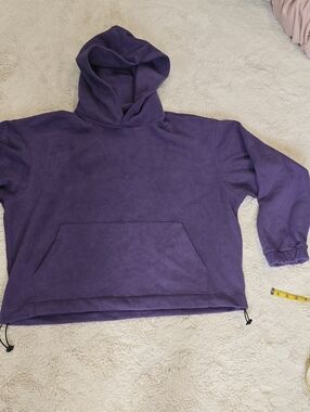 Women's Plush Hooded Pullover Sweater - Purple